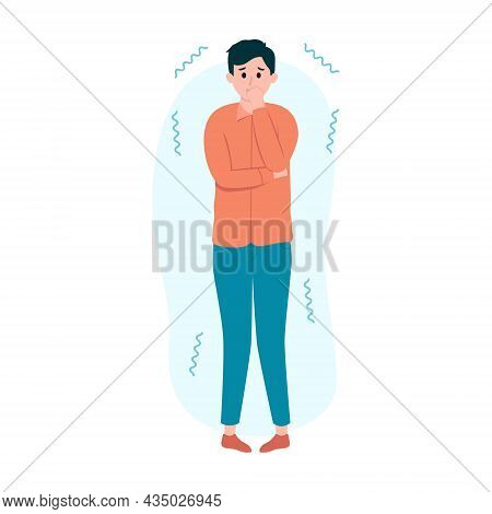 Trembling From Anxiety And Fear Man. Psychological Issues. Mental Illness And Problem. Anxiety, Depr