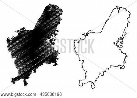 Jamnagar District (gujarat State, Republic Of India) Map Vector Illustration, Scribble Sketch Jamnag