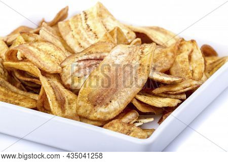 Dried Banana Chips Fried In Coconut Oil.
