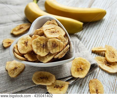 Dried Banana Chips Fried In Coconut Oil.