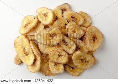 Dried Banana Chips Fried In Coconut Oil.