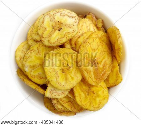 Dried Banana Chips Fried In Coconut Oil.