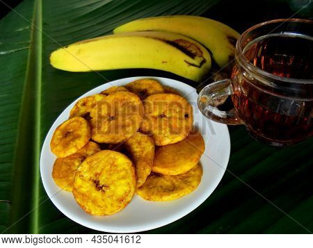Dried Banana Chips Fried In Coconut Oil.