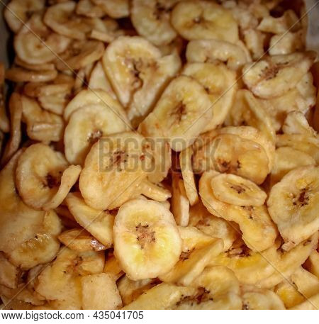 Dried Banana Chips Fried In Coconut Oil.
