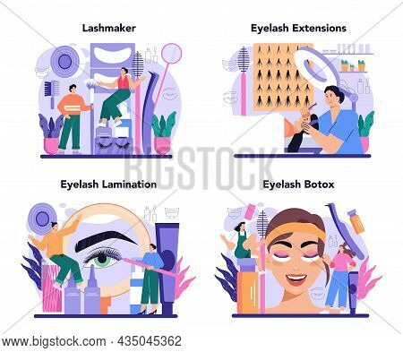 Lashmaker Concept Set. Eyelash Extension, Eyelashes Volume Correction