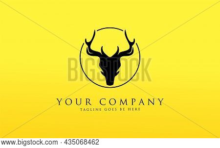 Deer And Circle Logo Design, Deer Head Logo And Icon Design