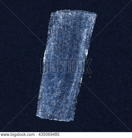 Blue rectangle stamp on canvas