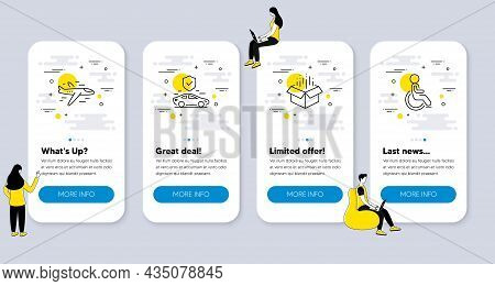 Set Of Transportation Icons, Such As Open Box, Transport Insurance, Airplane Icons. Ui Phone App Scr