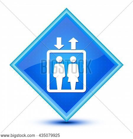 Lift Sign Icon Isolated On Special Blue Diamond Button Abstract Illustration