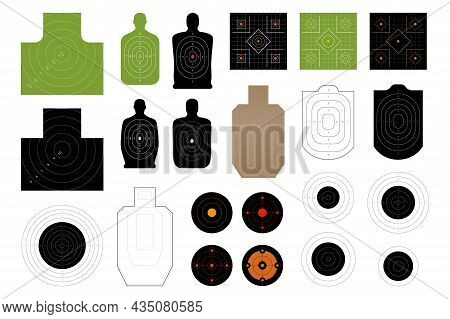 Shooting Targets For Firing Practice On A Rifle Range, Police Or Army Training Fields