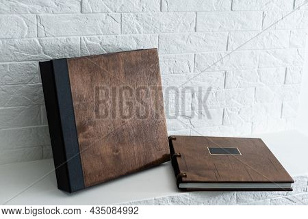 Photo Book With Wooden Cover. Unfolded Photobook. Sample Photobook.