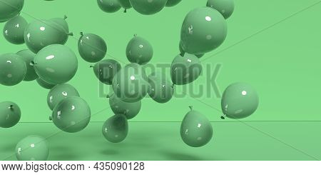 Scattered Balloons On A Colored Background - 3d Render