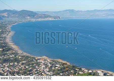 Aerial View San Felice Circeo, Italian City In Province Latina On Tyrrhenian Sea, Tourists Vacation