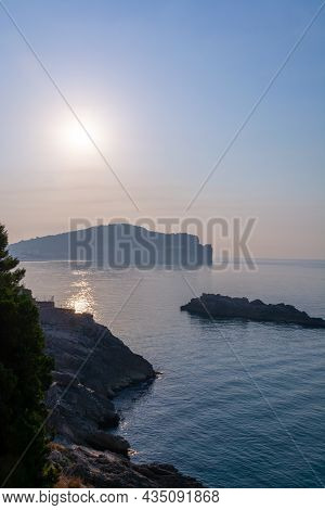 Sunrise On Sandy Beach Near Gaeta, Ancient Italian City In Province Latina
