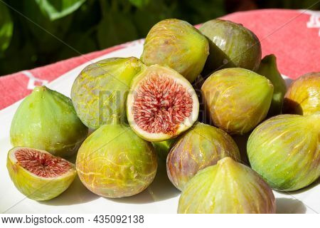 New Harvest Of Fresh Ripe Sweet Fig Fruits