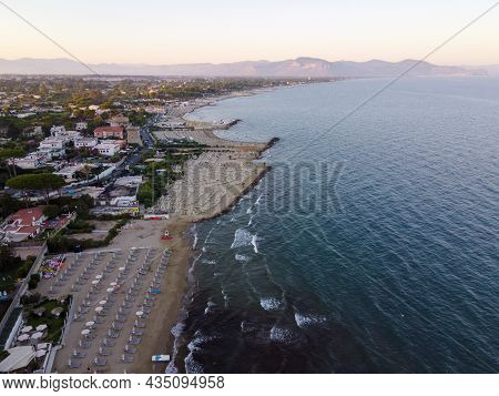 View On Sandy Beaches Of San Felice Circeo, Ancient Italian City In Province Latina On Tyrrhenian Se
