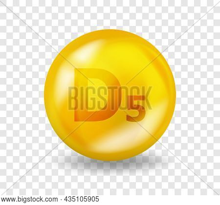 Vitamin D5 Sitocalciferol. Vitamin Complex Illustration Concept. D5 Sitocalciferol Pill Capsule. 3d 