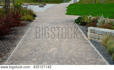 Granite Walls Made Of Stone Blocks Serve As Design Elements, Retaining Walls, Or Seating Areas, Seat