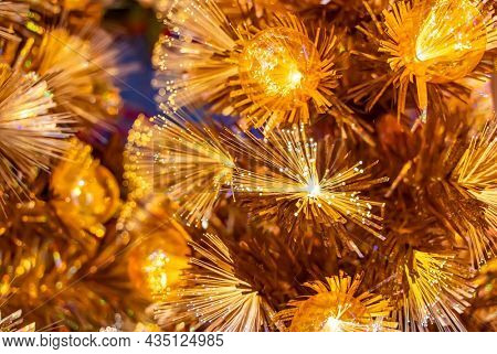 Christmas fiber optic decorated Tree with dectoration,holiday concept.