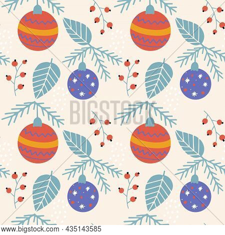 Seamless Pattern With Christmas And New Year's Elements. Vector Background