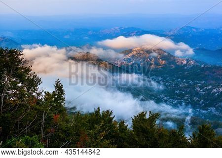 Lovcen Mountains National park at sunset in Montenegro