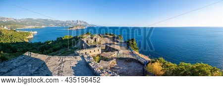 Ruins Of Medieval Fortress Tvrdava Mogren At The Shore Of Adriatic Sea, Montenegro.