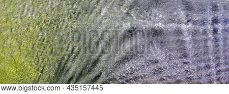 Natural Abstract Background From A Mosquito Net Which Is Washed From A Hose, Horizonta