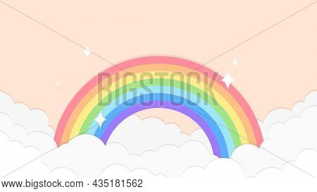 Rainbow desktop wallpaper, pastel paper craft HD background