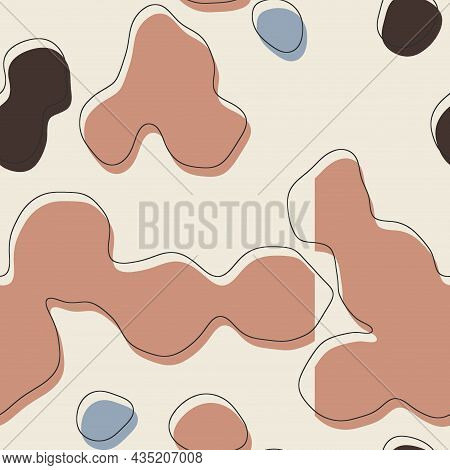 Seamless Abstract Organic Blog Shapes In Various Colors With Offset Outline Surface Pattern Design F
