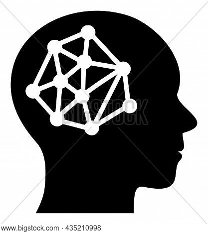 Human Barin Network Icon With Flat Style. Isolated Vector Human Barin Network Icon Illustrations, Si