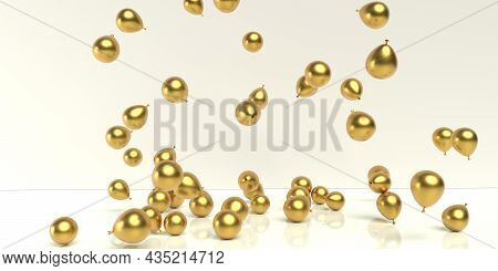 Scattered Balloons On A Colored Background - 3d Render