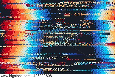 Screen Error Glitch Video Distortion With Rainbow Pixel Noise Vector Pattern. Tv Static Screen Effec