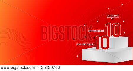 Illustration Web Banner Design Of 10.10 Sale Or 10.10 Online Sale With Cube Model Display Product, A