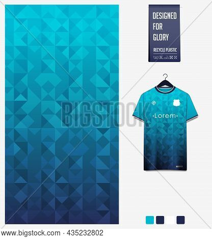 Soccer Jersey Pattern Design. Geometric Pattern On Blue Background For Soccer Kit, Football Kit, Bic