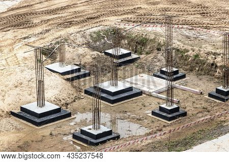 Monolithic Reinforced Concrete Foundations For The Construction Of A Residential Building. Grillage 