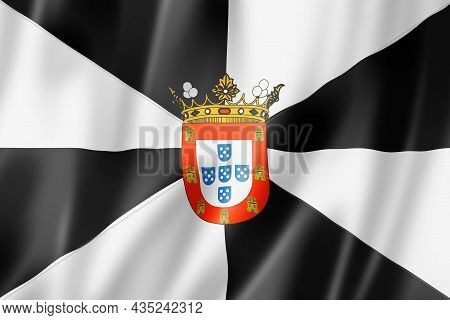 Ceuta Province Flag, Spain Waving Banner Collection. 3d Illustration
