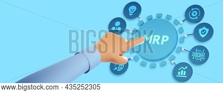Mrp Material Requirement Planning Manufacturing Industry Business Process Automation. 3d Illustratio
