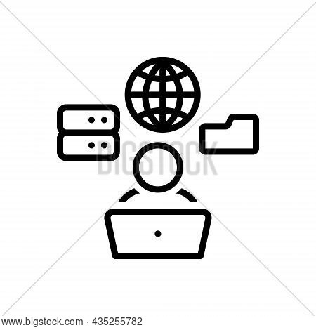 Black Line Icon For Supporter Assistant Helper Subsidiary Adjunct Communication