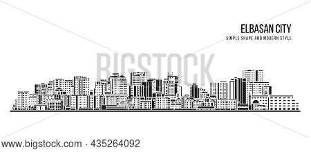 Cityscape Building Abstract Simple Shape And Modern Style Art Vector Design -  Elbasan City