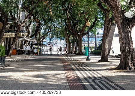 Funchal, Portugal - August 29, 2021: This Is Zarco Bouleward, Which Overlooks The City Embankment To