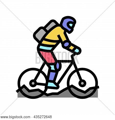 Mountain Riding Bike Color Icon Vector. Mountain Riding Bike Sign. Isolated Symbol Illustration