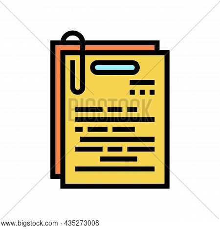 Note Paper List Color Icon Vector. Note Paper List Sign. Isolated Symbol Illustration