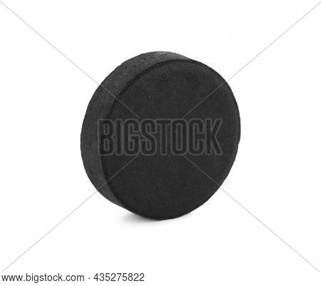 Activated Charcoal Pill Isolated On White. Potent Sorbent