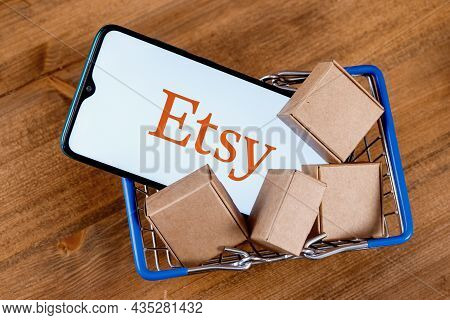 Kazan, Russia - Oct 6, 2021: Etsy Is American E-commerce Company Focused On Handmade Items And Craft