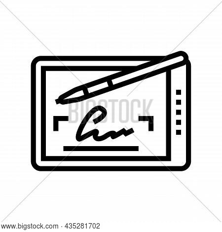 Signature Digital Line Icon Vector. Signature Digital Sign. Isolated Contour Symbol Black Illustrati