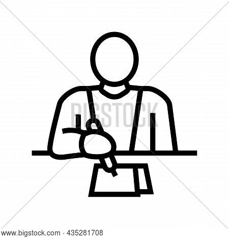 Writer Writing Article Line Icon Vector. Writer Writing Article Sign. Isolated Contour Symbol Black 
