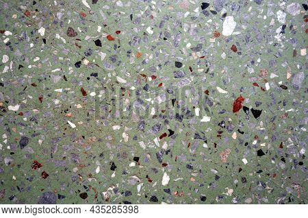 Cement Plate With Small Gravel Stones. Abstract Background And Texture For Design.
