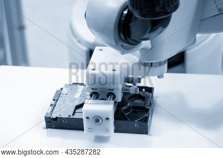 The Hi-technology  Material Handling In Hard Disk Parts Production Line By Robotic System. The Autom