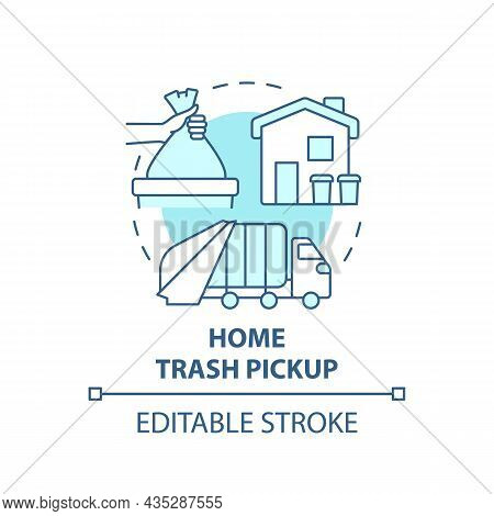 Home Trash Pickup Blue Concept Icon. Waste Collection And Disposal Abstract Idea Thin Line Illustrat
