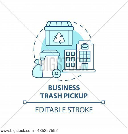 Business Trash Pickup Blue Concept Icon. Waste Management Abstract Idea Thin Line Illustration. Comm